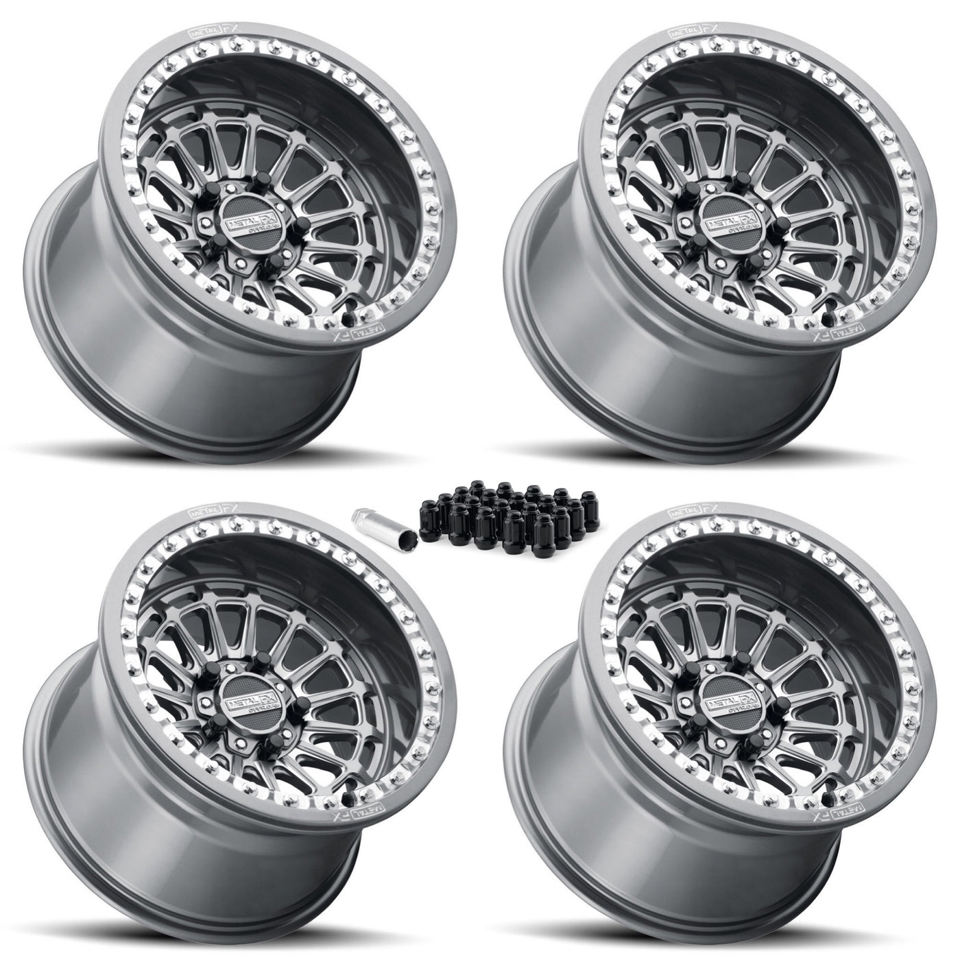 Delta R Beadlock | Gunmetal Contrast Cut | UTV Wheel Kit