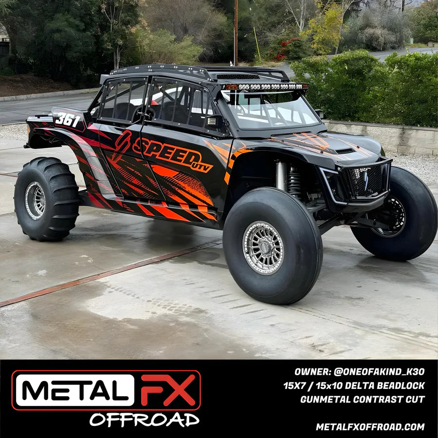 Delta Beadlock | Gunmetal Contrast Cut | UTV Wheel Kit